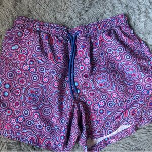 Vibrant Pink Patterned Men's Swim Trunks